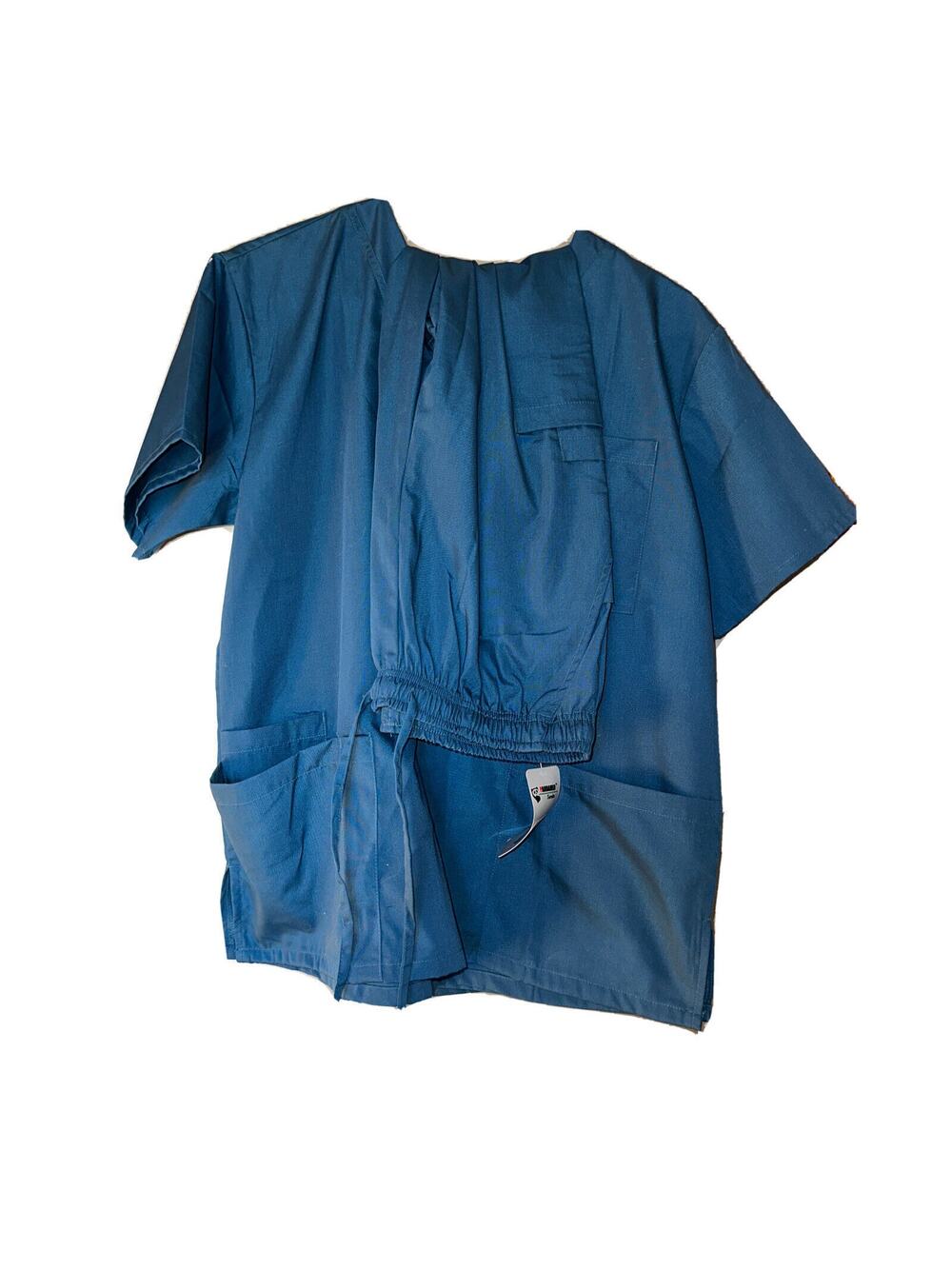 Pandamed Nursing Scrub Set Women Top& Pants Caribbean Blue Color Size M Pockets